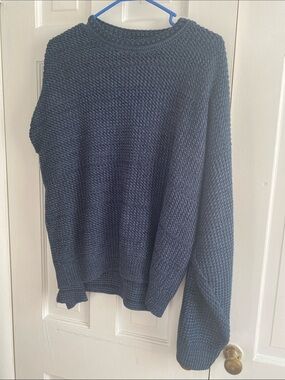 David Taylor Navy Crewneck Textured Knit Sweater